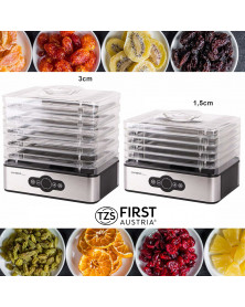 Deshidrator alimente TZS First Austria FA-5126-6, 240 W, 5 tavi, 35-70°C, temporizator, ventilator integrat, inox