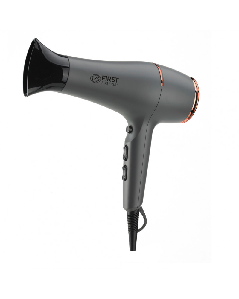 Uscator par TZS First Austria FA-5654-7-GR, 2200 W, ionizare, 3 trepte temperatura, 2 viteze, concentrator, difuzor