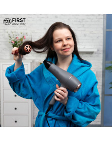 Uscator par TZS First Austria FA-5654-7-GR, 2200 W, ionizare, 3 trepte temperatura, 2 viteze, concentrator, difuzor