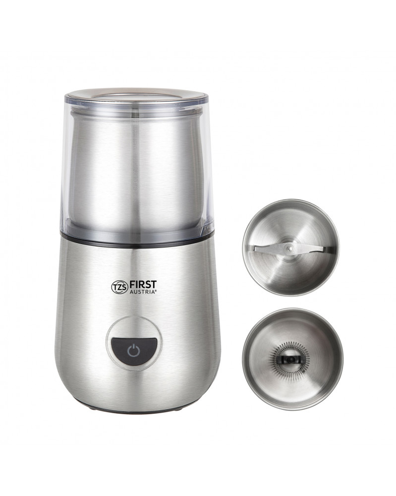 Rasnita de cafea TZS First Austria FA-5486-1, 200 W, 100 grame, inox, functie spuma lapte