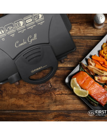 Grill electric TZS First Austria FA-5330, 2000W, placi antiaderente detasabile, deschidere 180˚, tava colectare