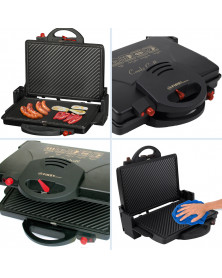 Grill electric TZS First Austria FA-5330, 2000W, placi antiaderente detasabile, deschidere 180˚, tava colectare